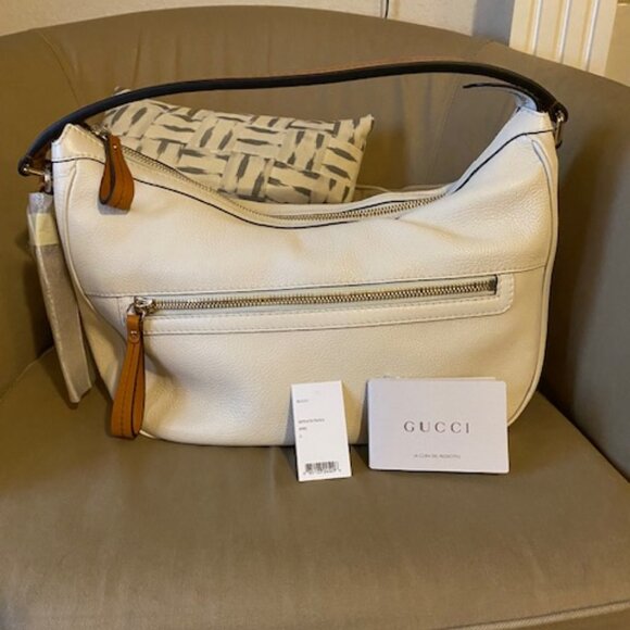 NWT, Rare Gucci White Calfskin Leather  Medium Madison Hobo Bag - Picture 3 of 12